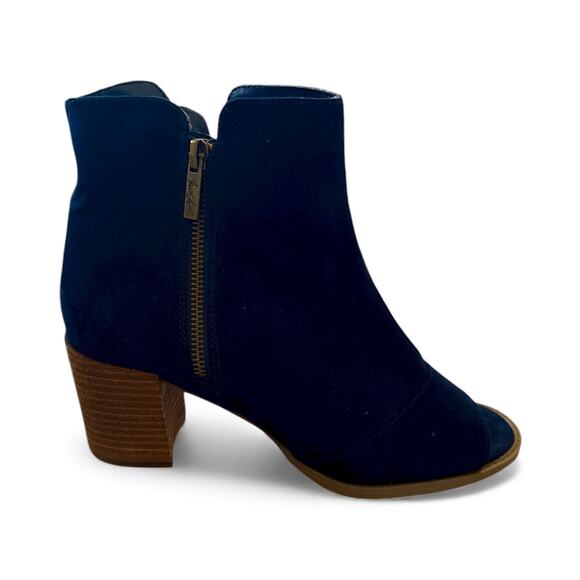 Mari A. Axle Navy Blue Peep-Toe Faux Suede Ankle Bootie Boot Size 10 - Picture 2 of 9